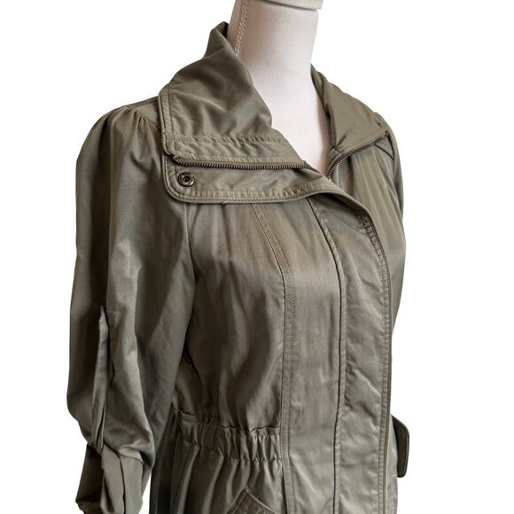 Forever 21 Jacket Women's Size Medium Anorak Utility Army Green Cinched Waist - Picture 4 of 9